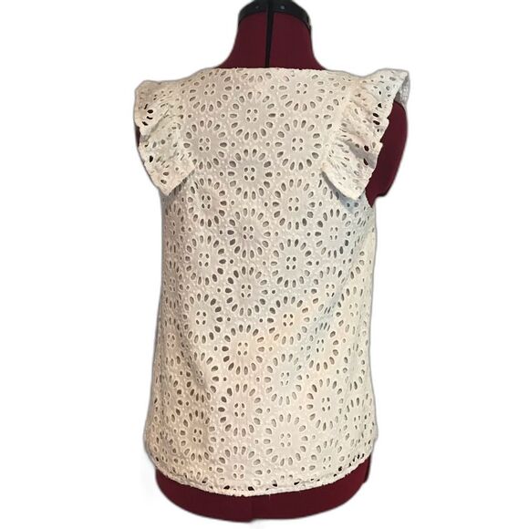 Lilly Pulitzer Lina Eyelet Blouse Size XS Resort White Beach Paradise Eyelet - Picture 11 of 11